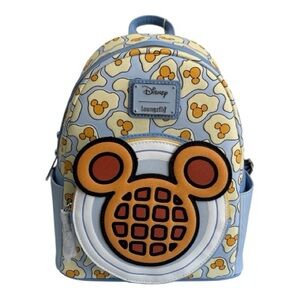 Loungefly Disney Breakfast Waffle Mickey scented blue mini backpack bag purse